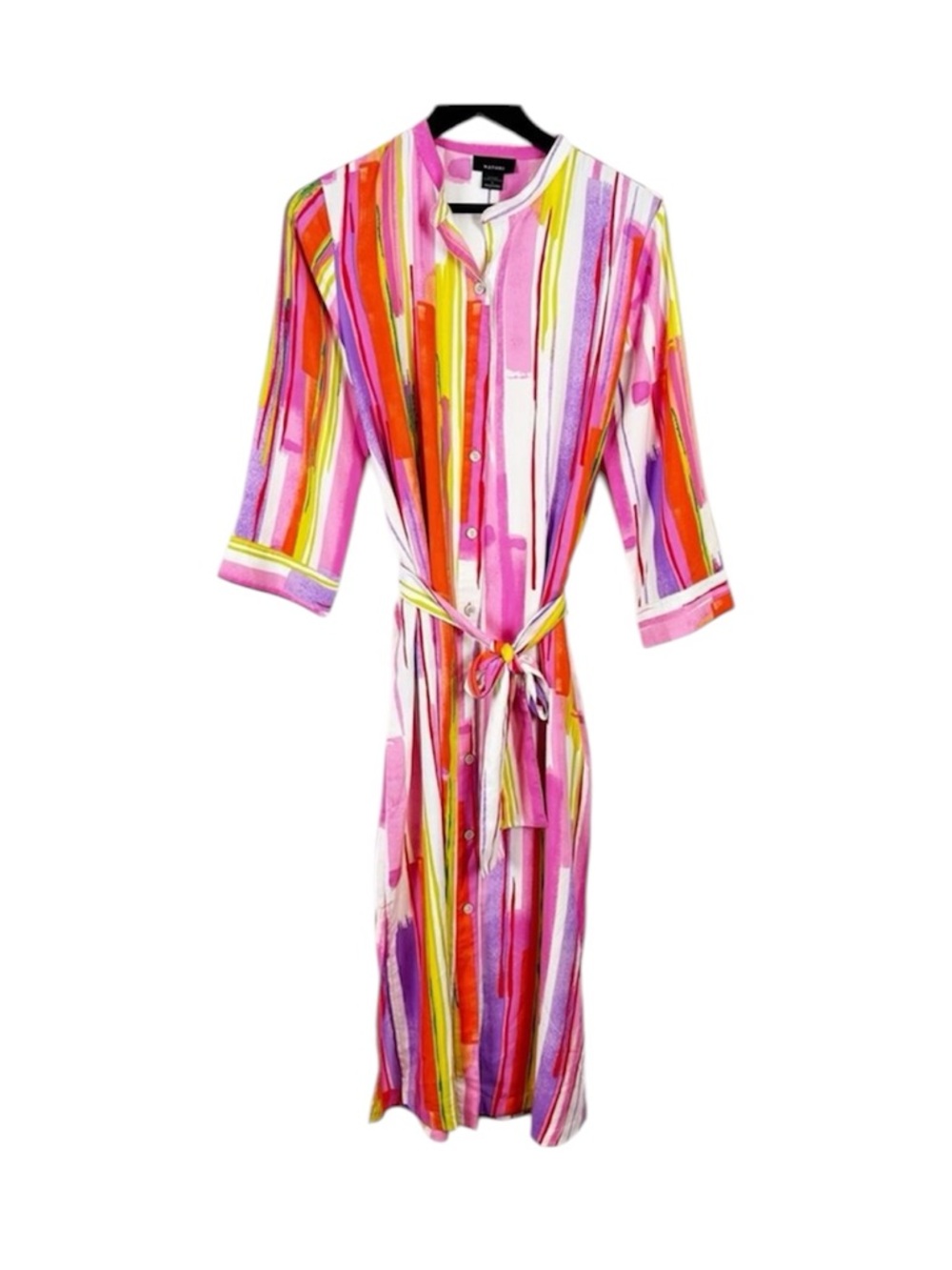 Natori Multicolor Striped Button-Front Robe Gown Size XS Pink, Yellow & Purple
